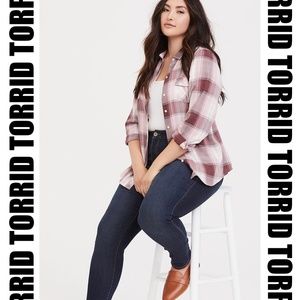 Torrid - Burgundy Red Plaid Button Up Shirt
